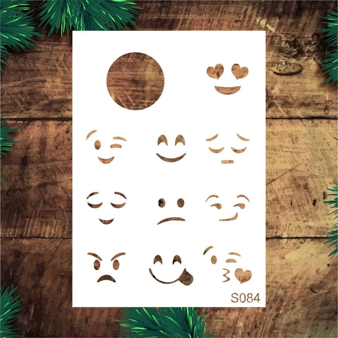 Stencil Tasarım S084 Emoji Duvar Ahşap Cam Boyama Deseni RİCH