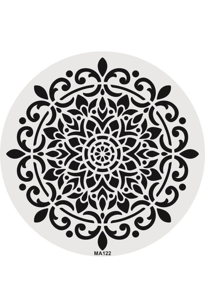 Stencil Tasarım Ma122 Mandala Duvar Ahşap Cam Boyama Deseni