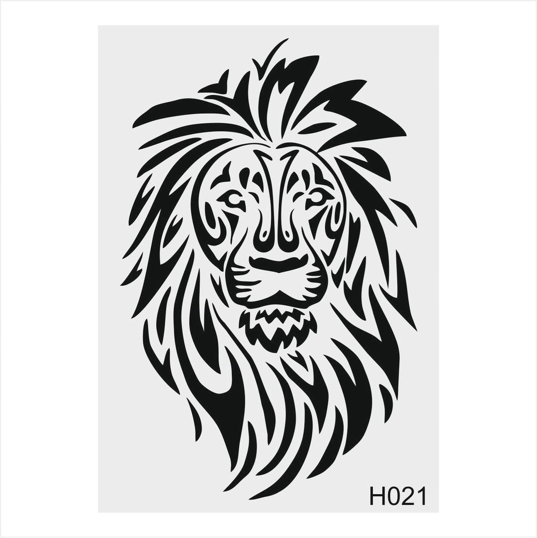 Stencil Tasarım H021 Aslan Duvar Ahşap Cam Kumaş Boyama Şablonu