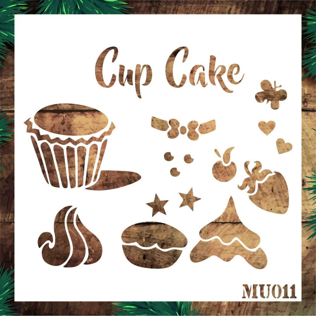 Stencil Tasarım Mu011 Cup Cake Duvar Ahşap Cam Boyama Deseni RİCH