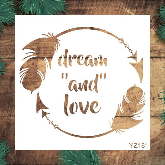 Stencil Tasarım Yz181 Dream Duvar Ahşap Cam Boyama Deseni RİCH