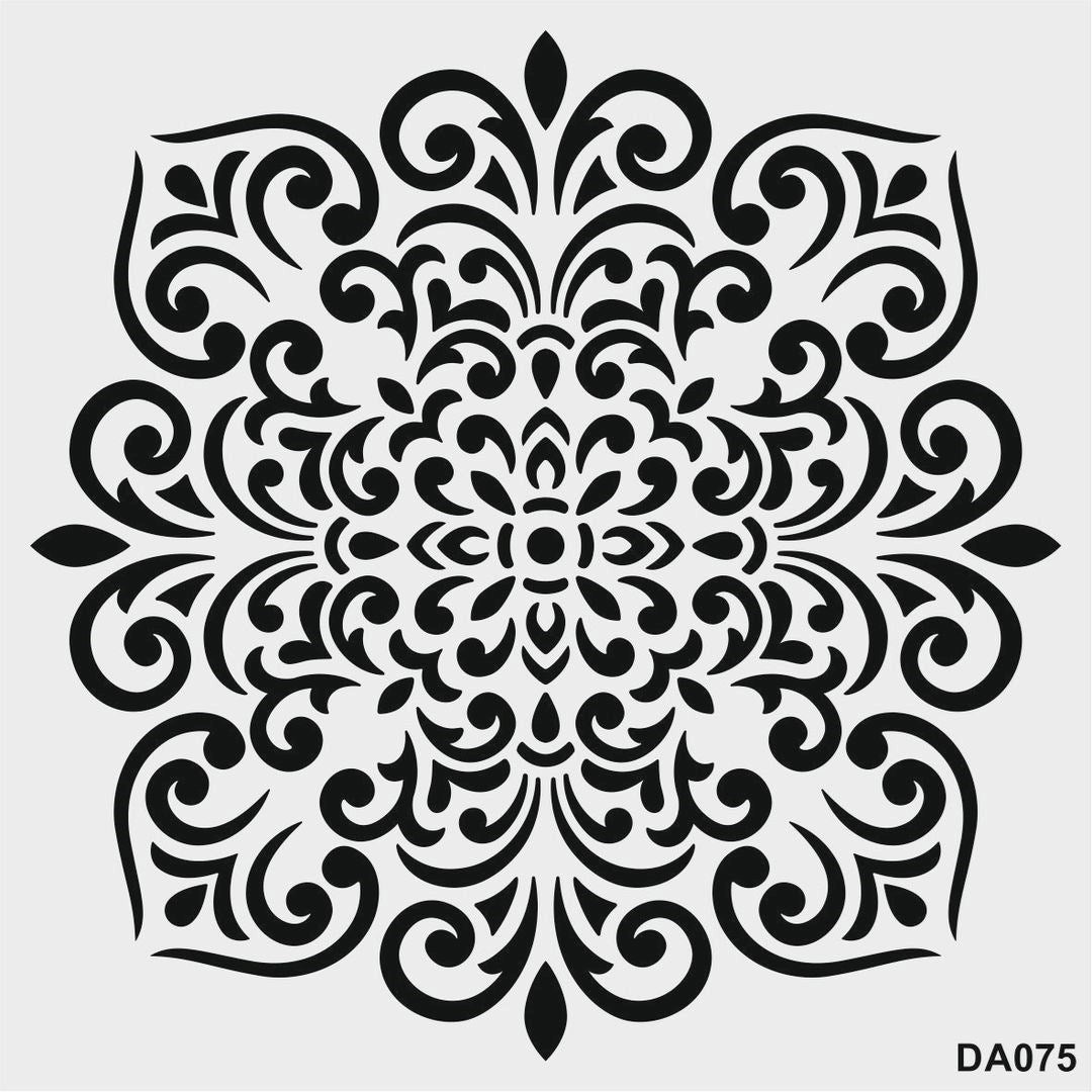 Stencil Tasarım DA075 Damask Duvar Ahşap Cam Kumaş Boyama Deseni