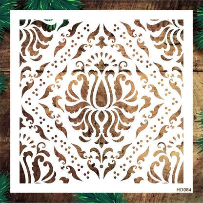 Stencil Tasarım Hd064 Damask Duvar Ahşap Cam Boyama Deseni