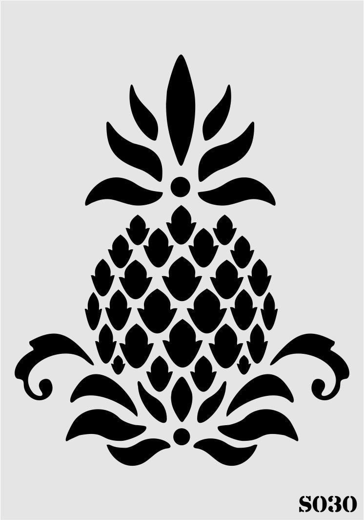 Stencil Tasarım S030 Ananas0 Duvar Ahşap Cam Boyama Deseni