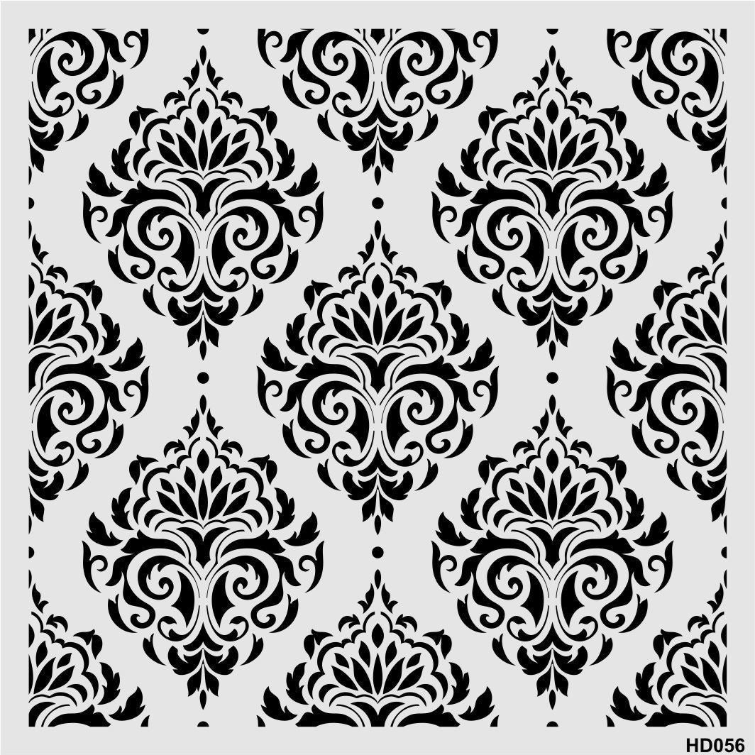 Stencil Tasarım Hd056 Damask Duvar Ahşap Cam Boyama Deseni