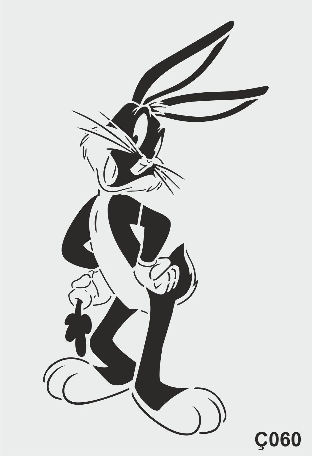 Stencil Tasarım Ç060 Disney Bugs Bunny Duvar Ahşap Boyama Desen Kalıbı Duvar Ahşap Cam Boyama Deseni