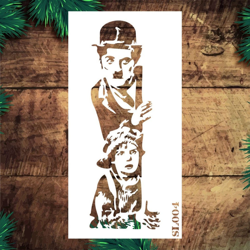 Stencil Tasarım Sl004 Charlie Chaplin Duvar Ahşap Cam Boyama Deseni RİCH