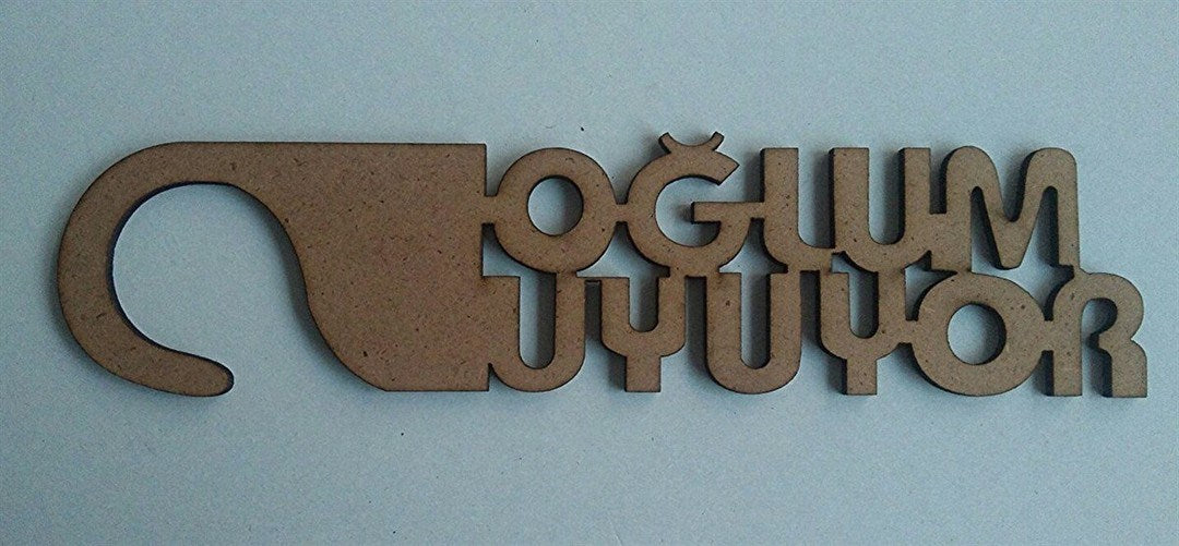 Stencil Tasarım Oğlum Uyuyor Duvar Ahşap Cam Boyama Deseni