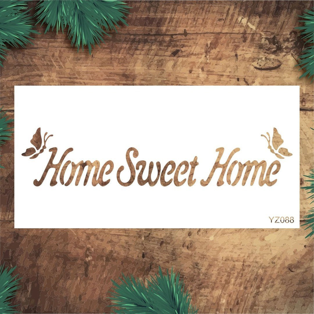 Stencil Tasarım Yz088 Home Sweet Duvar Ahşap Cam Boyama Deseni