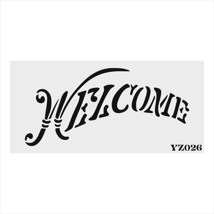 Stencil Tasarım Yz026  Welcome Duvar Ahşap Cam Boyama Deseni