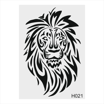 Stencil Tasarım H021 Aslan Duvar Ahşap Cam Kumaş Boyama Şablonu