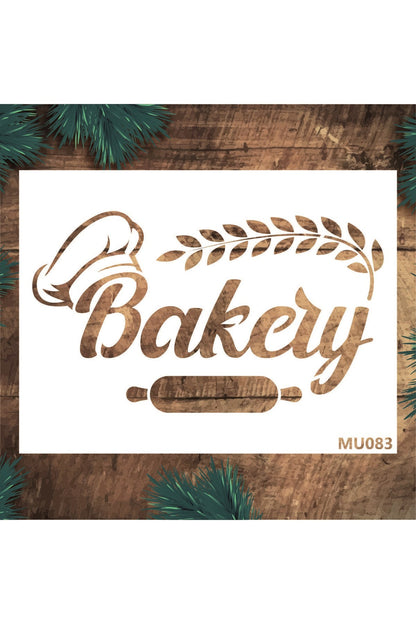 Stencil Tasarım Mu083 Bakery Duvar Ahşap Cam Boyama Deseni