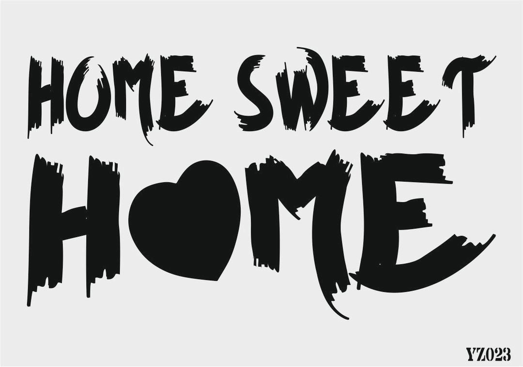 Stencil Tasarım Yz023 Home Sweet Duvar Ahşap Cam Boyama Deseni