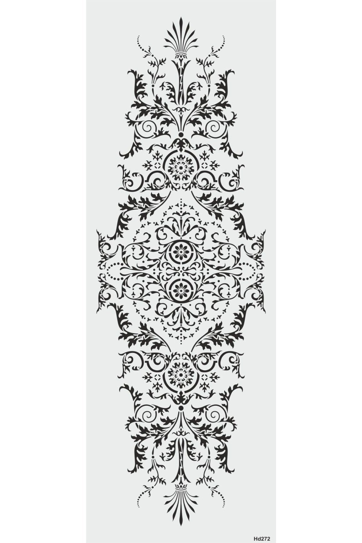 Stencil Tasarım Hd272 Damask Bordür - Dekoratif Duvar, Eşya, Fayans,kumaş Boyama Şablonları 50x140cm