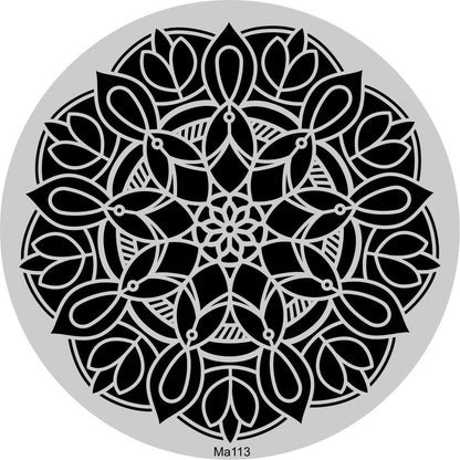 Stencil Tasarım Ma113 Mandala Duvar Ahşap Cam Boyama Deseni