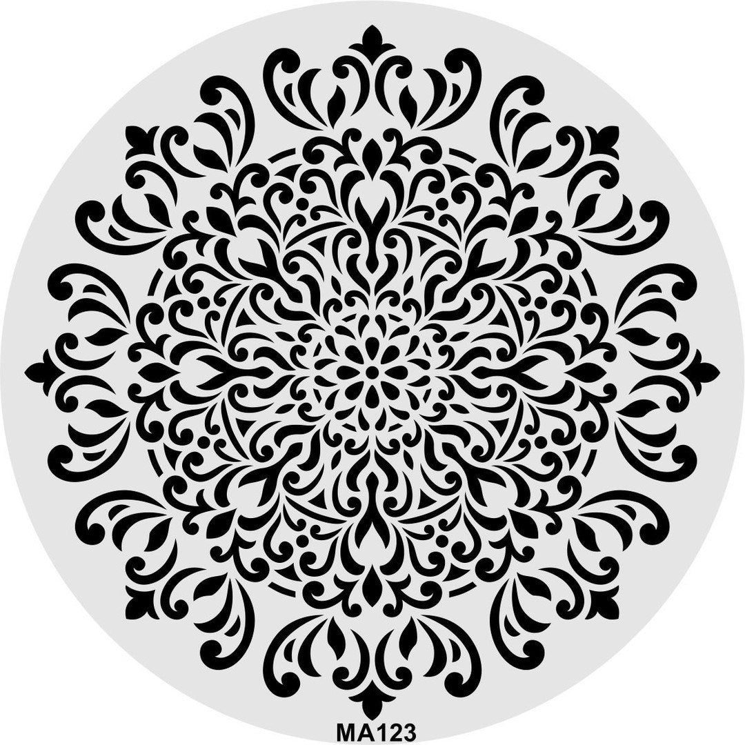 Stencil Tasarım Ma123 Mandala Duvar Ahşap Cam Boyama Deseni