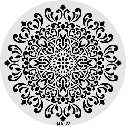 Stencil Tasarım Ma123 Mandala Duvar Ahşap Cam Boyama Deseni