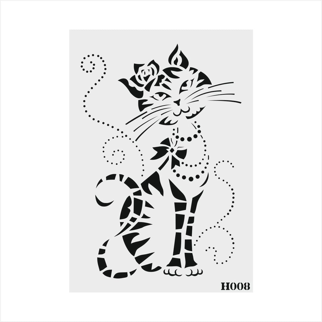 Stencil Tasarım H008 Kedi  Duvar Ahşap Cam Kumaş Boyama Şablonu