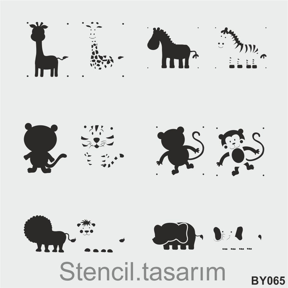 Stencil Tasarım By065 Safari Duvar Ahşap Cam Boyama Deseni RİCH