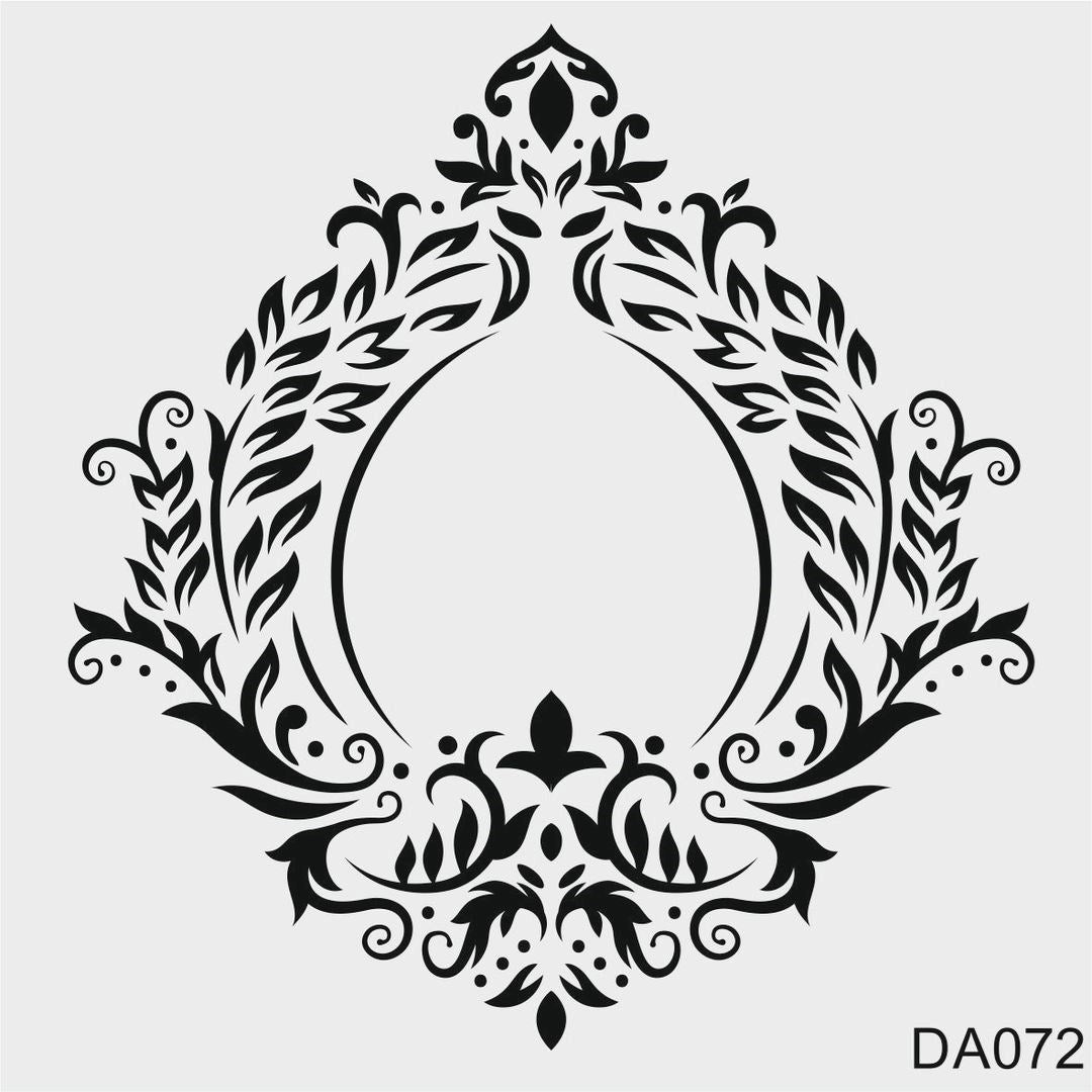 Stencil Tasarım DA072 Damask Duvar Ahşap Cam Kumaş Boyama Deseni