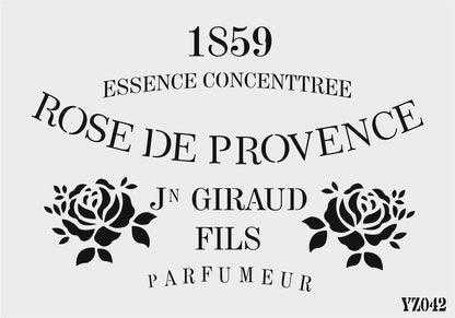 Stencil Tasarım Yz042 Rose DE Provence Duvar Ahşap Cam Boyama Deseni