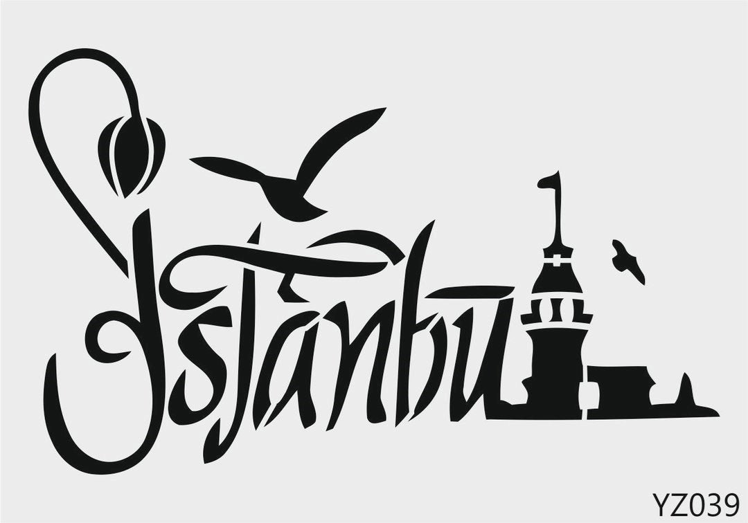 Stencil Tasarım Yz039 İstanbul Duvar Ahşap Cam Boyama Deseni