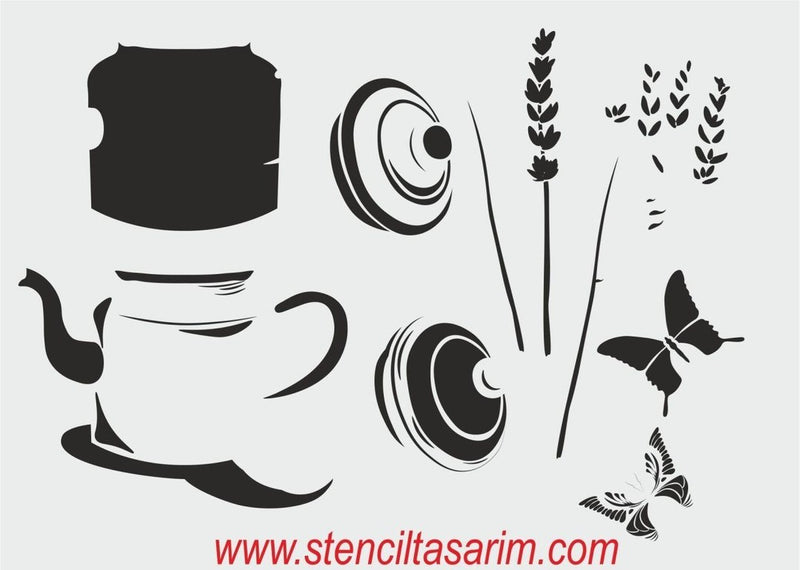 Stencil Tasarım By048 Lavanta Duvar Ahşap Cam Boyama Deseni RİCH