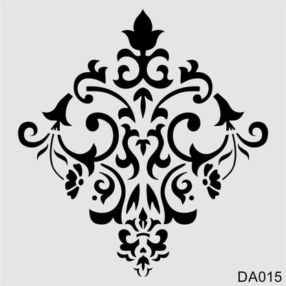 Stencil Tasarım Da015 Damask Duvar Ahşap Cam Boyama Deseni