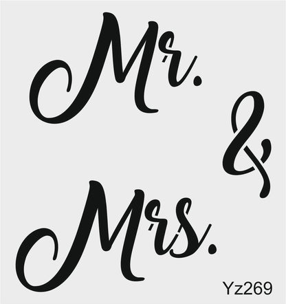 Stencil Tasarım Yz269 Mr-Mrs Duvar Ahşap Cam Boyama Deseni