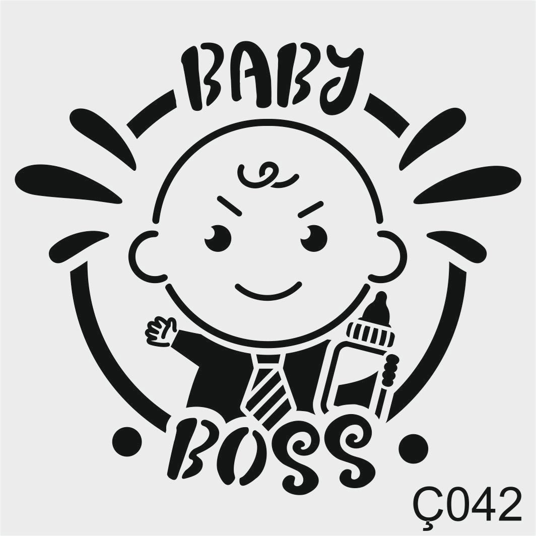 Stencil Tasarım Ç042 Baby Duvar Ahşap Cam Boyama Deseni