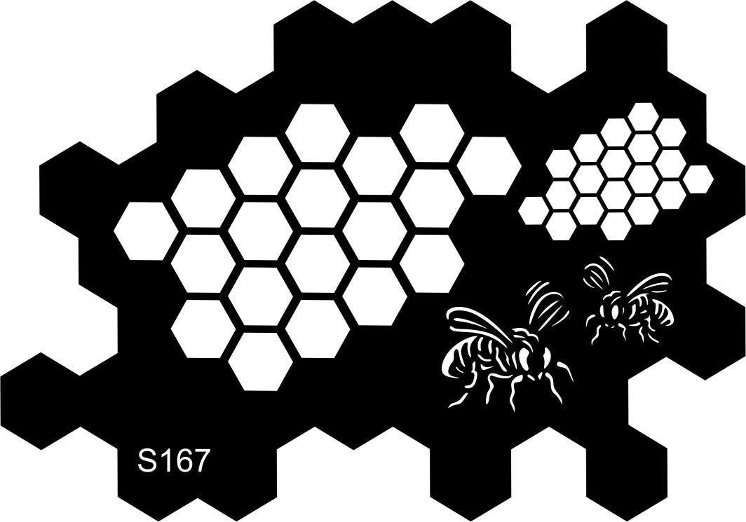 Stencil Tasarım S167 Arı Peteği Duvar Ahşap Cam Boyama Deseni