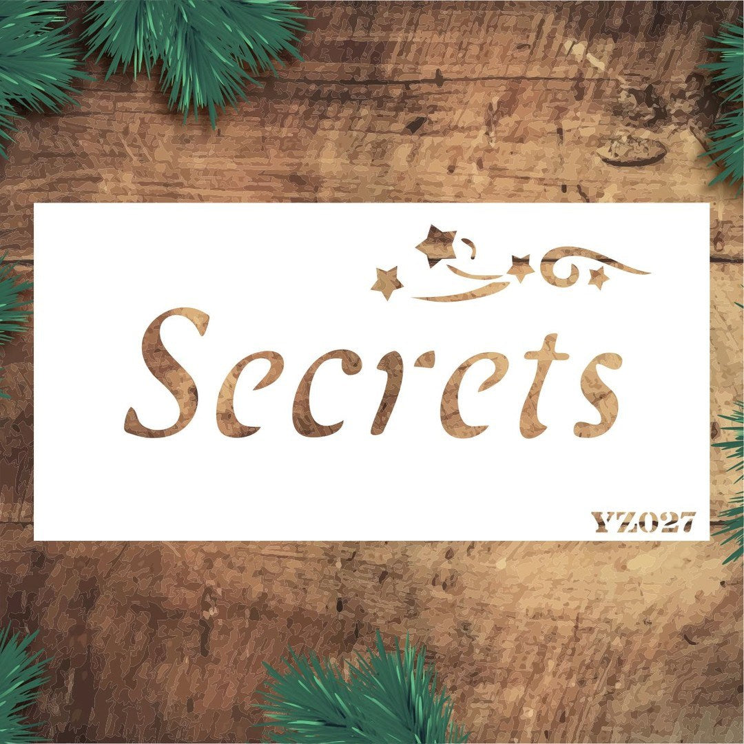 Stencil Tasarım Yz027 Secrets Duvar Ahşap Cam Boyama Deseni RİCH