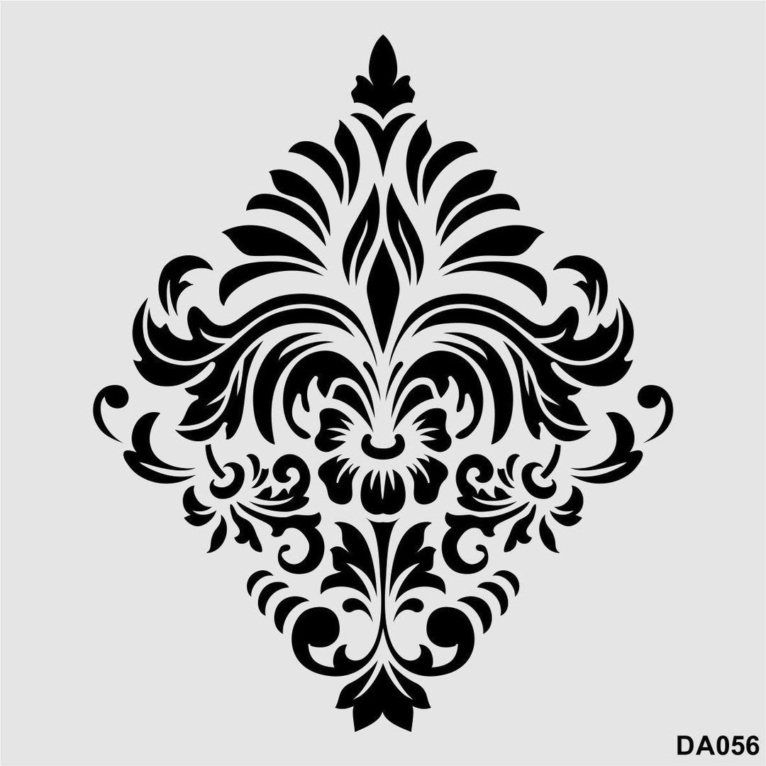 Stencil Tasarım Da056 Damask Duvar Ahşap Cam Boyama Deseni