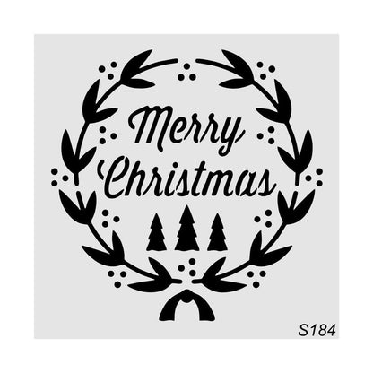 Stencil Tasarım S184 Merry Christmas Duvar Ahşap Cam Boyama Deseni