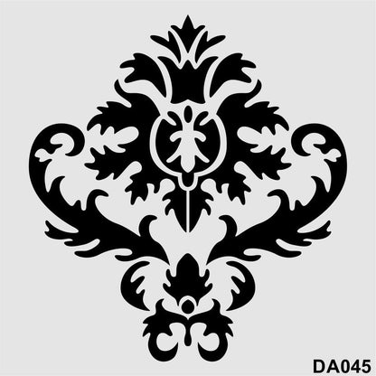 Stencil Tasarım Da045 Damask Duvar Ahşap Cam Boyama Deseni