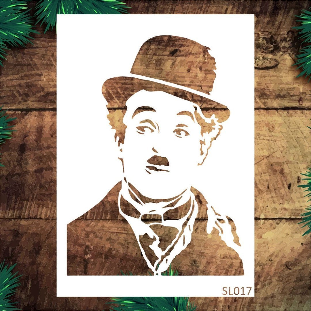 Stencil Tasarım Sl017 Charlie Caplin Duvar Ahşap Cam Boyama Deseni