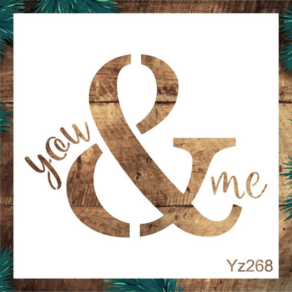 Stencil Tasarım Yz268 You And Me Duvar Ahşap Cam Boyama Deseni