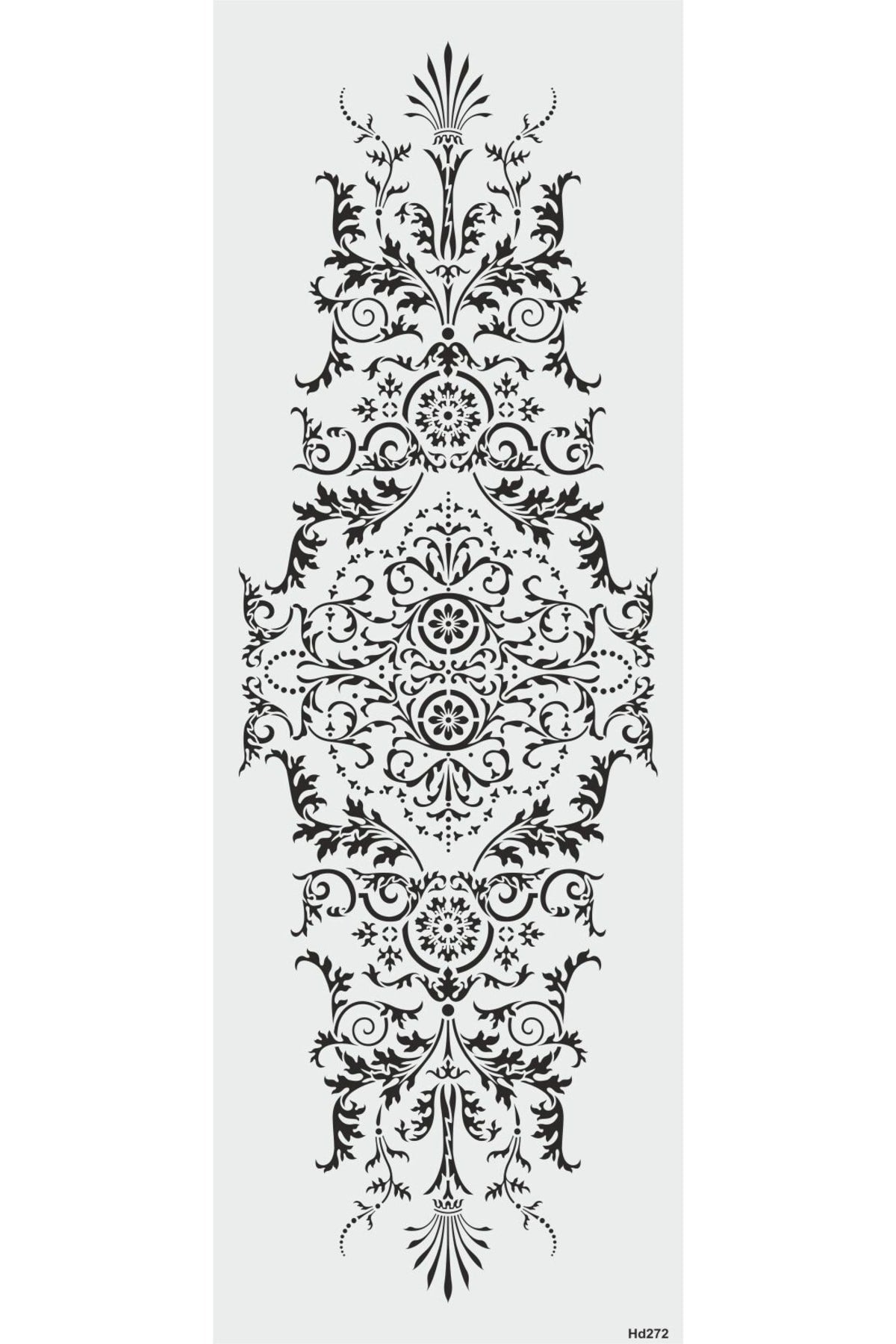 Stencil Tasarım Hd272 Damask Bordür - Dekoratif Duvar, Eşya, Fayans,kumaş Boyama Şablonları 50x140cm