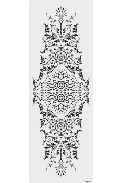 Stencil Tasarım Hd272 Damask Bordür - Dekoratif Duvar, Eşya, Fayans,kumaş Boyama Şablonları 50x140cm