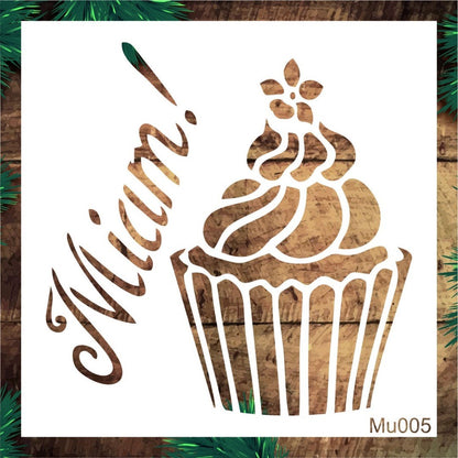 Stencil Tasarım Mu005 Cup Cake Duvar Ahşap Cam Boyama Deseni RİCH