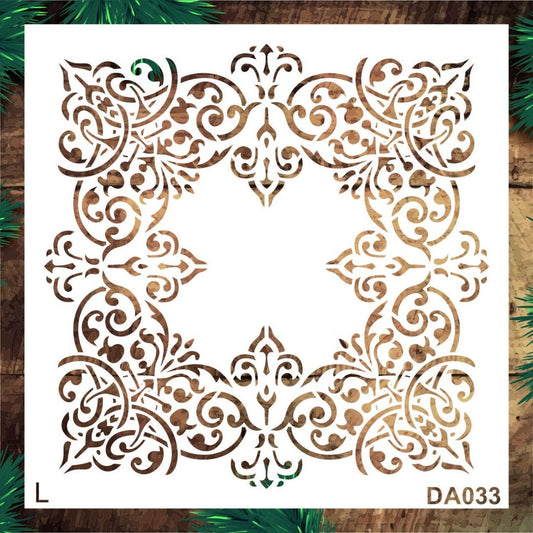 Stencil Tasarım Da033 Damask Duvar Ahşap Cam Boyama Deseni RİCH