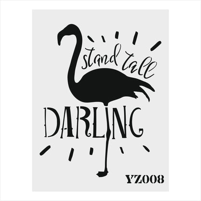 Stencil Tasarım Yz008 Flamingo Duvar Ahşap Cam Boyama Deseni