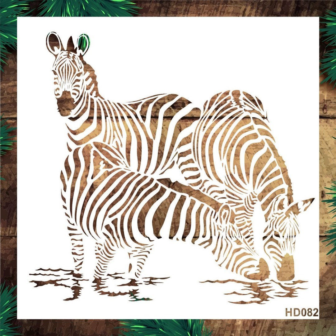 Stencil Tasarım Hd082  Zebra Duvar Ahşap Cam Boyama Deseni