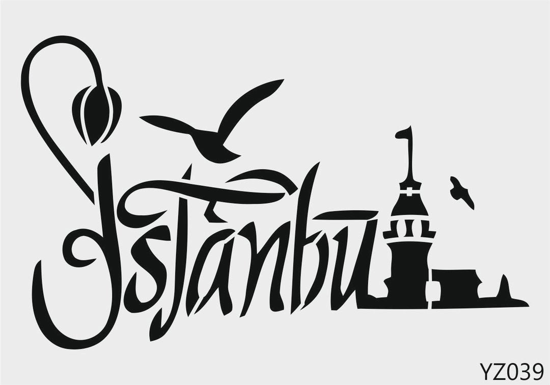 Stencil Tasarım Yz039 İstanbul Duvar Ahşap Cam Boyama Deseni RİCH