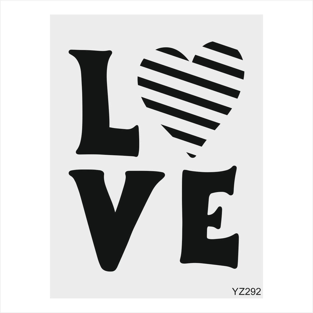 Stencil Tasarım Yz292 Love Duvar Ahşap Cam Boyama Deseni