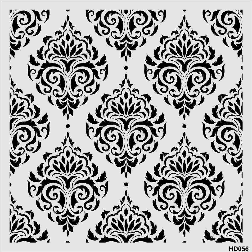 Stencil Tasarım Hd056 Damask Duvar Ahşap Cam Boyama Deseni