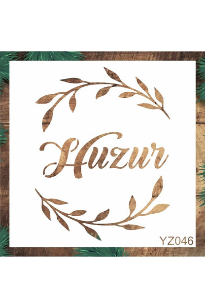 Stencil Tasarım Yz046 Huzur Duvar Ahşap Cam Boyama Deseni