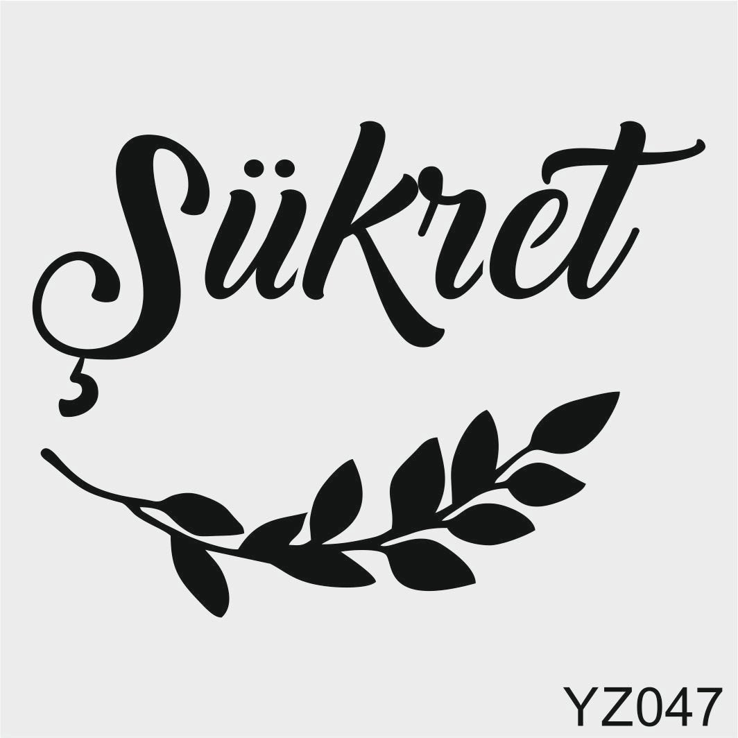 Stencil Tasarım Yz047 Huzur Seti -Şükret Duvar Ahşap Cam Boyama Deseni