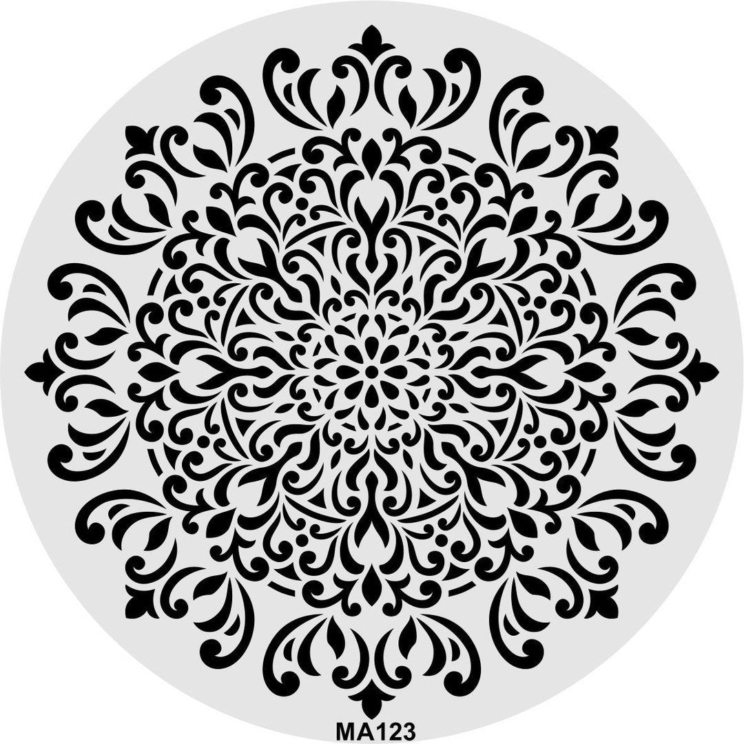 Stencil Tasarım Ma123 Mandala Duvar Ahşap Cam Boyama Deseni