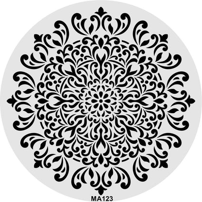 Stencil Tasarım Ma123 Mandala Duvar Ahşap Cam Boyama Deseni